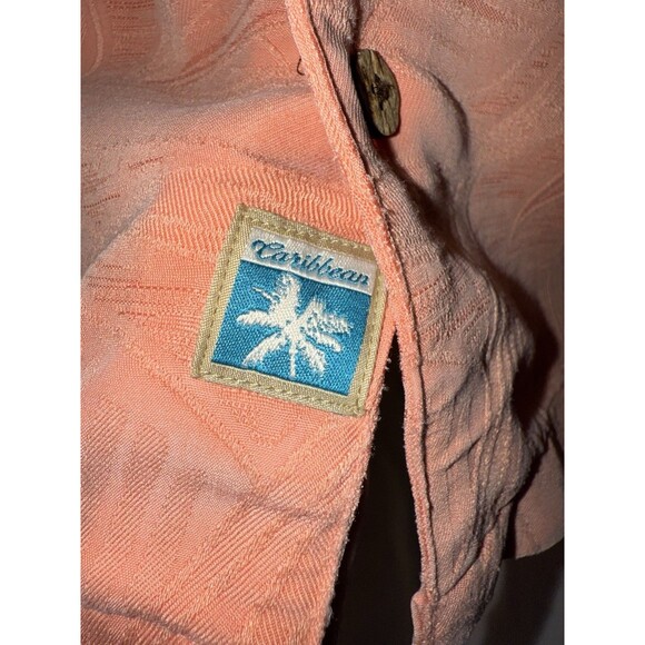 Caribbean Men’s Short Sleeve Modal PolyesterButton Down, Sz 3XB, Hawaiian, Peach - Picture 4 of 10